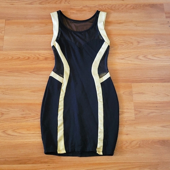 a'gaci Dresses & Skirts - A'GACI Black and Gold Mini Dress